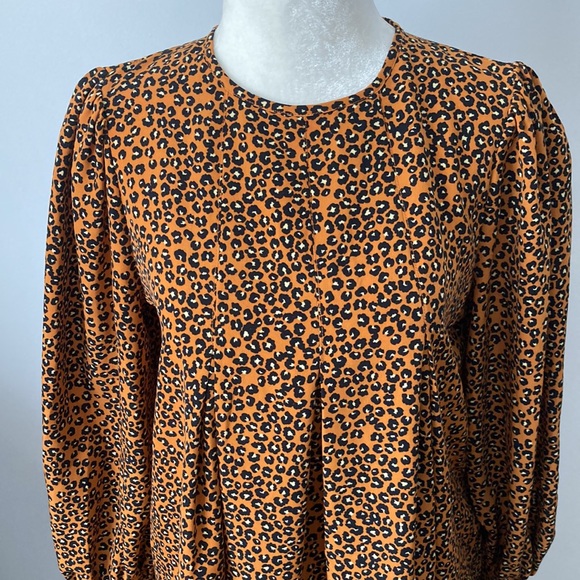 Who What Wear Leopard Balloon Long Sleeve Dress - Picture 4 of 8